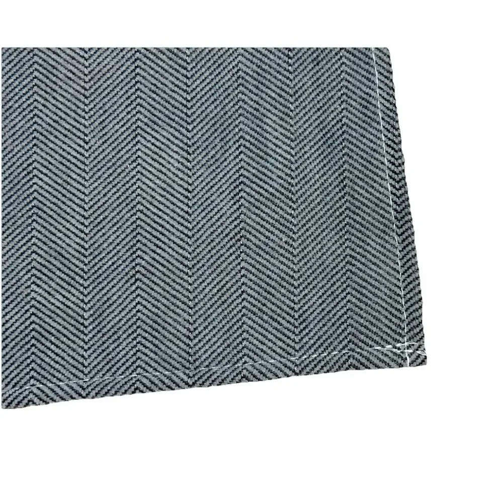 Set of 4 Blue Gray Herringbone Mats Non Slip Rug Fabric Thin Brushed Soft 27x29